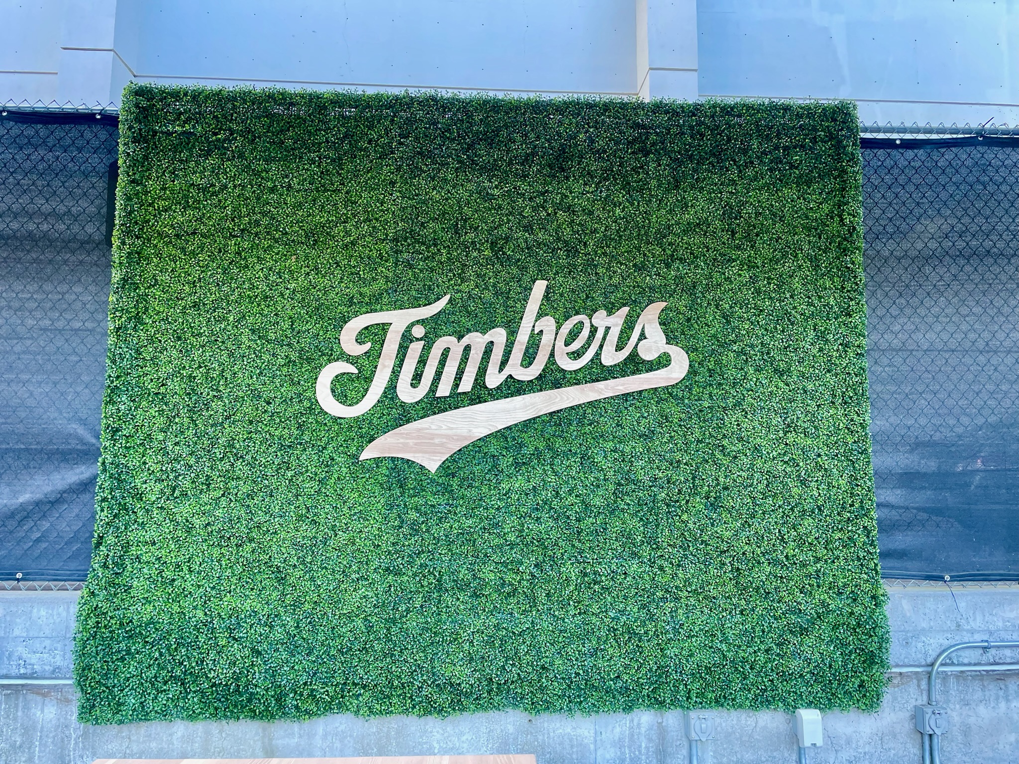 Portland Timbers branded green wall installation